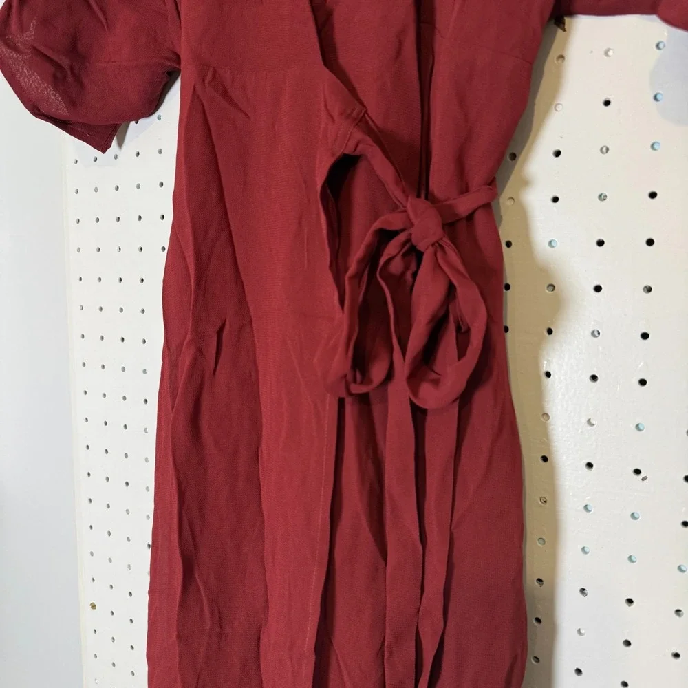 Reformation Winslow Wrap Dress Women's Small Burgundy Viscose Tie Waist‎ NWT - Picture 5 of 13